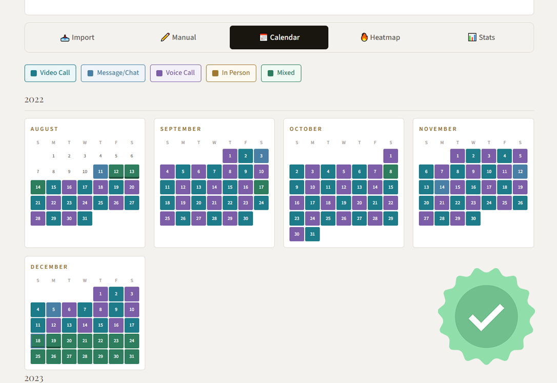 Screenshot — Contact Calendar tab